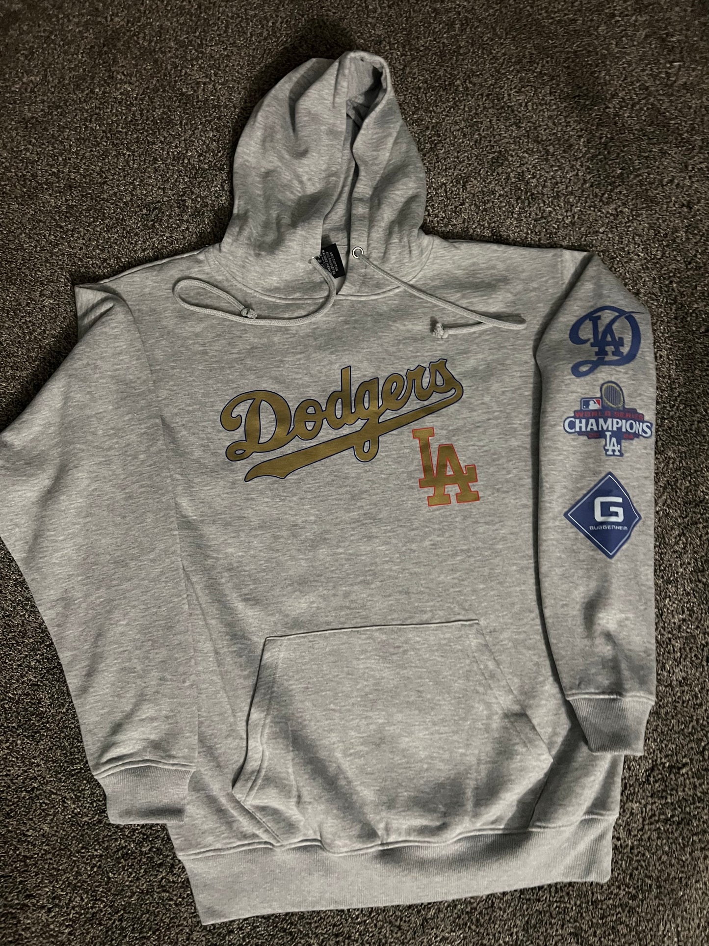 Los Angeles Dodgers Gold Print Grey Pullover  Hoodie Unisex S-5XL New 2025