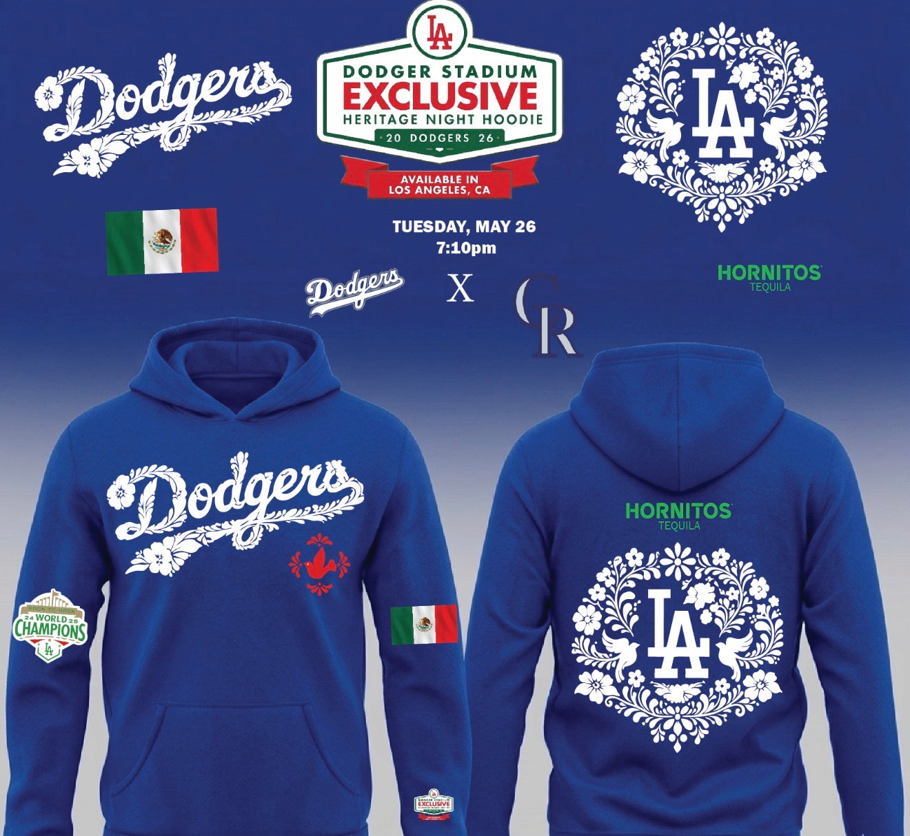 Dodgers X Mexico Night 26 Pullover Hoodie 2026 New S-5XL