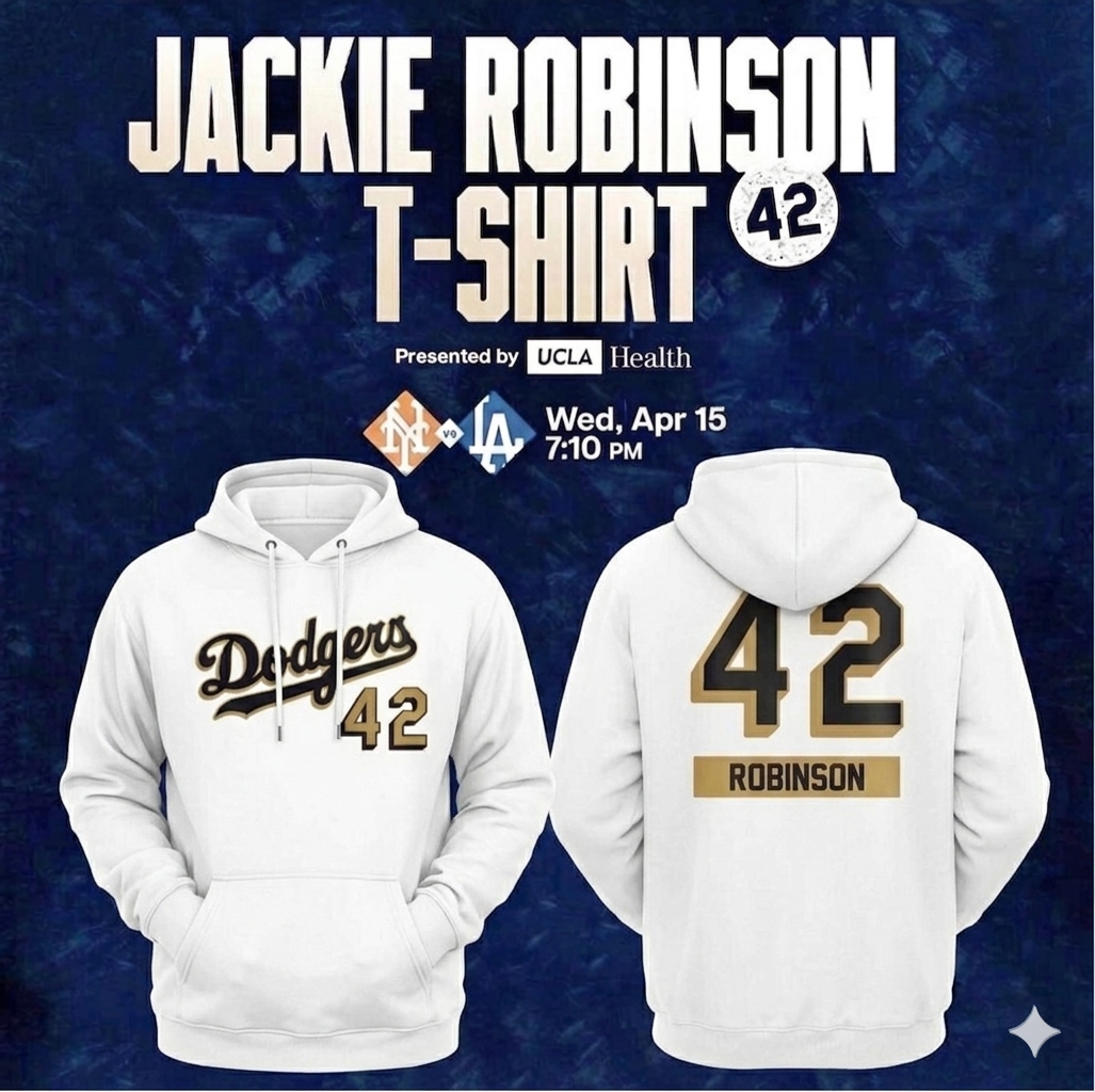 Dodgers x Jackie Robinson #42 Pullover Hoodie 2026 New S-5XL